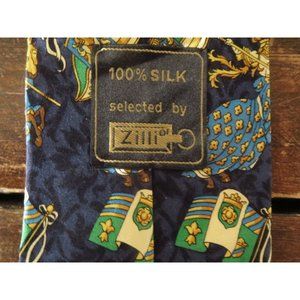 100% Italian Silk Handmade ZILLI Necktie Tie Medieval Knight Crusader Joust